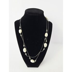Anne Taylor Necklace long rhinestone faux pearl fancy NWT
